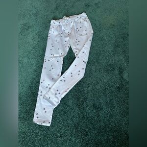 Women straight pants, light blue with stars , size S